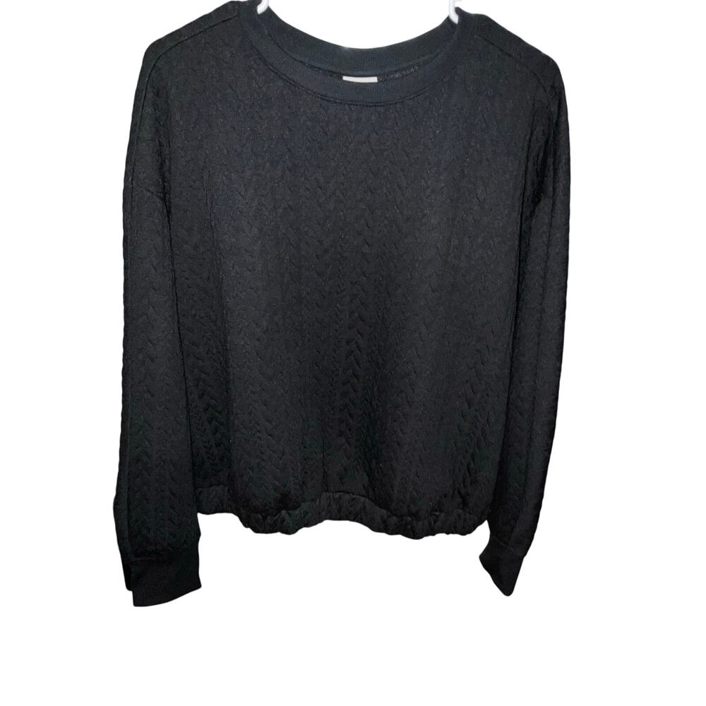 A New Day Black Quilted Pullover Sweater Size L